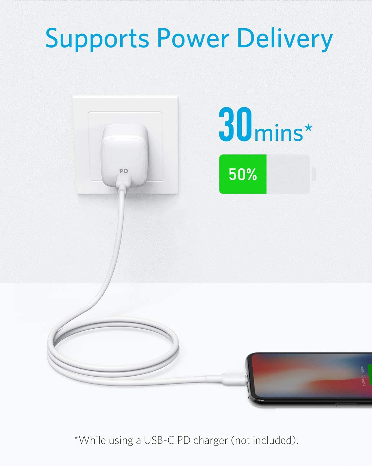 Anker USB-C charger for fast charging with power delivery